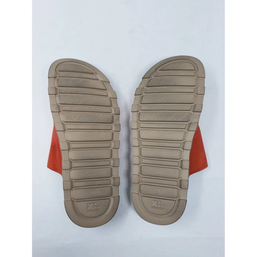 Lofina Womens Orange Leather Double Buckle Slide Sandals 1E240 Size 38 US 7.5